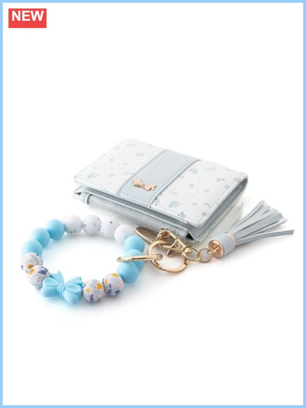 Small Coquette Floral Bow Wallet RFID Compact Bifold Wrist Strap